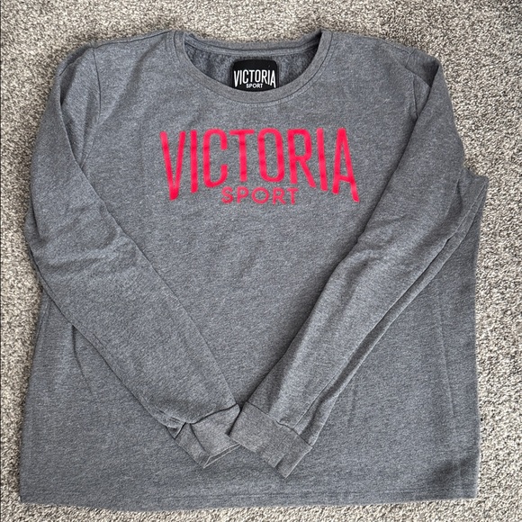 Victoria Sport Women's Gray Sweatshirt with Pink Logo - Picture 1 of 4